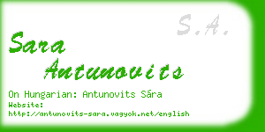 sara antunovits business card