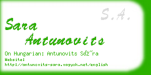 sara antunovits business card